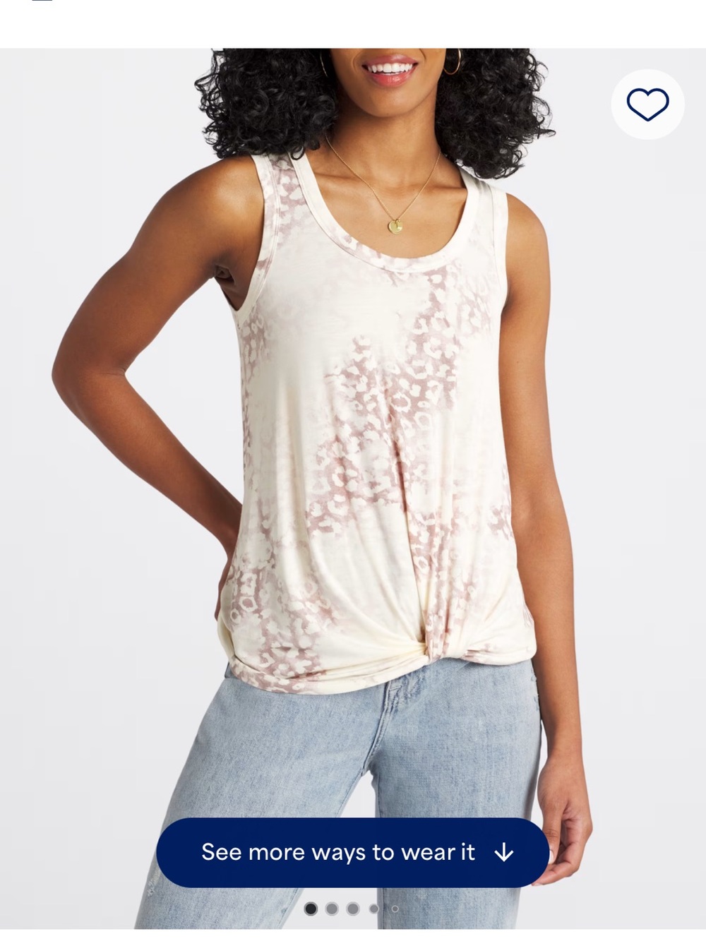 nine britton Cream and Blush Tie-Dye Knot Front Tank - Picture 4 of 7